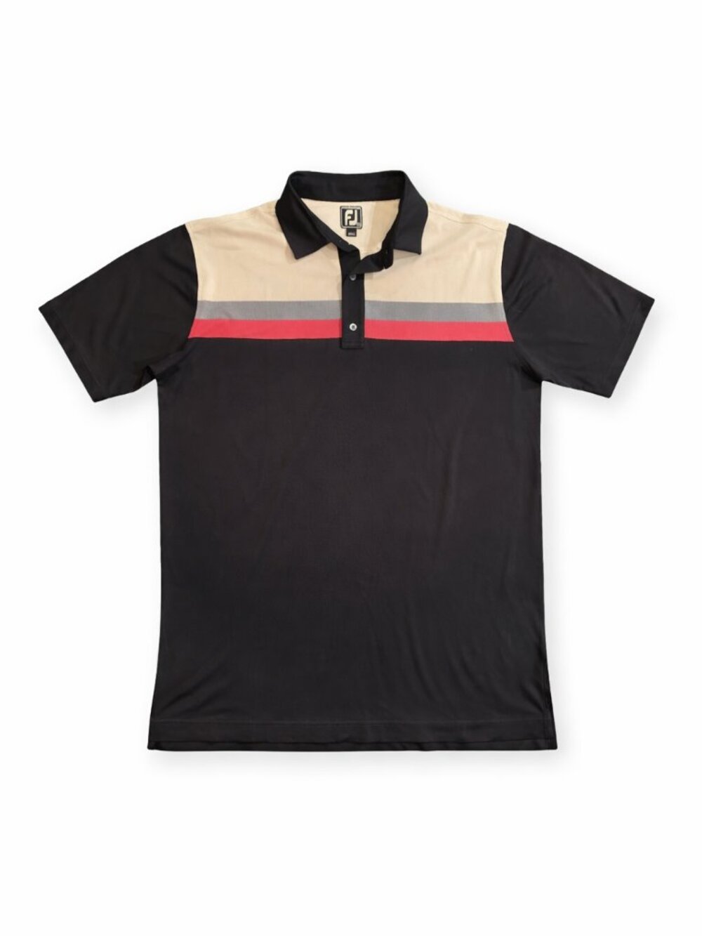 FootJoy Athletic Fit Golf Polo Men’s 2XL Black Colorblock Performance Shirt EUC